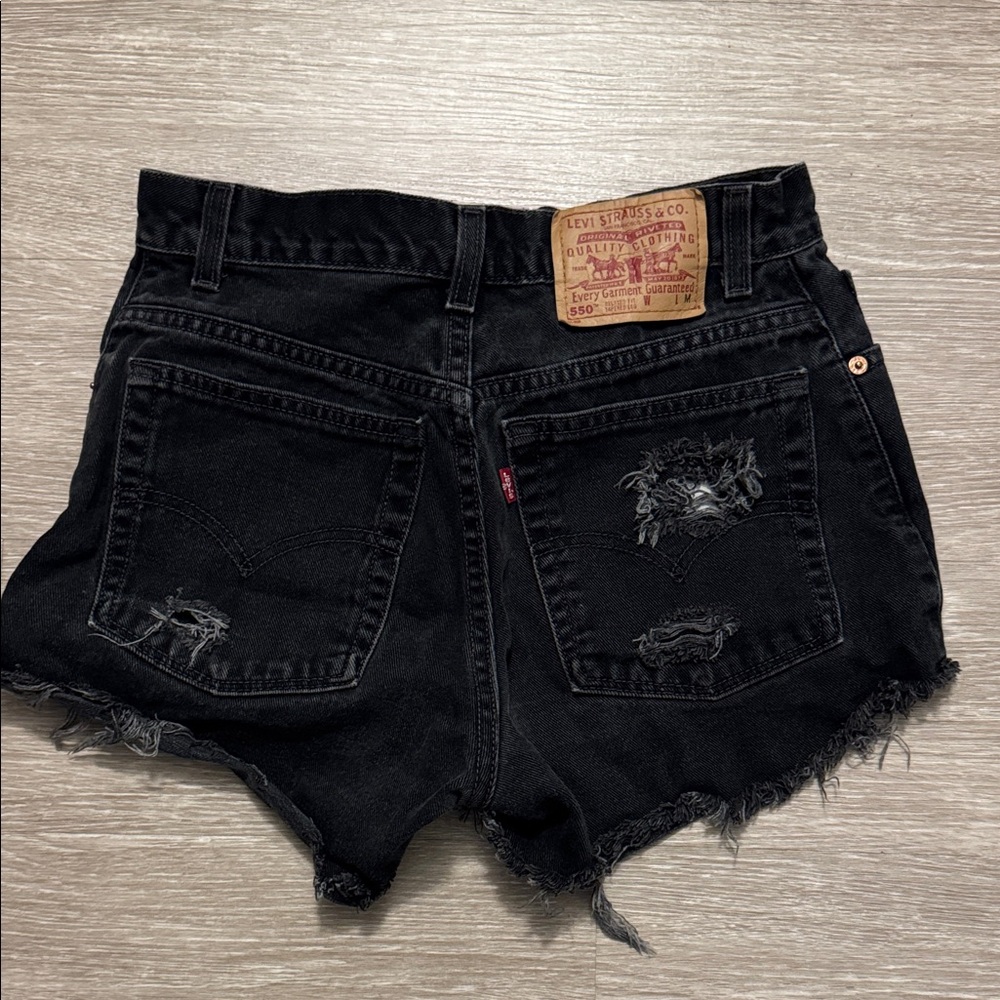 Levi's Distressed Black Jean Shorts
